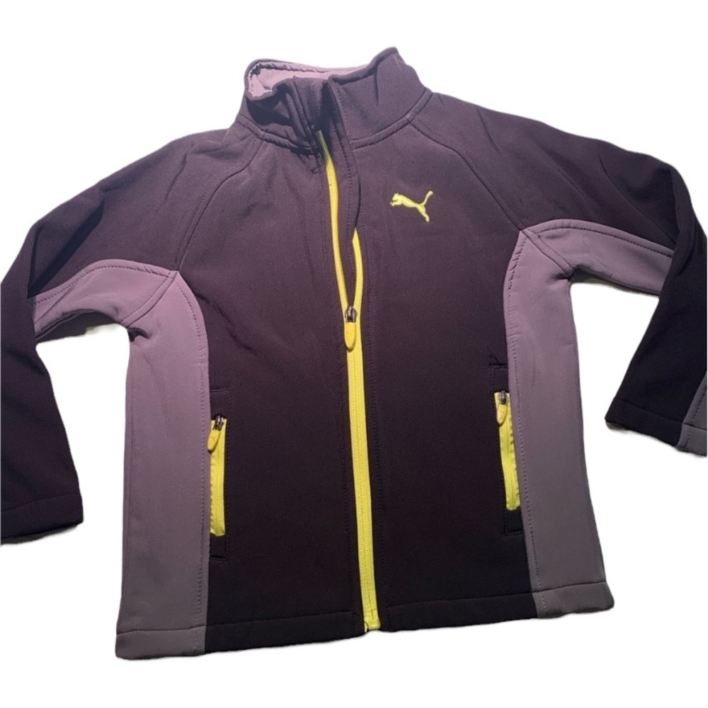 Puma Zip Up Jacket Black Gray Yellow Winter Size 3T Zipper